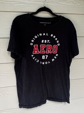 Aeropostale Black 'AERO 87' Graphic Crewneck T-Shirt dream plan